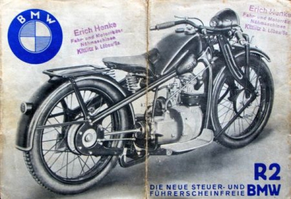 BMW R2 Motorrad Modellprogramm 1930 Motorradprospekt (6501)